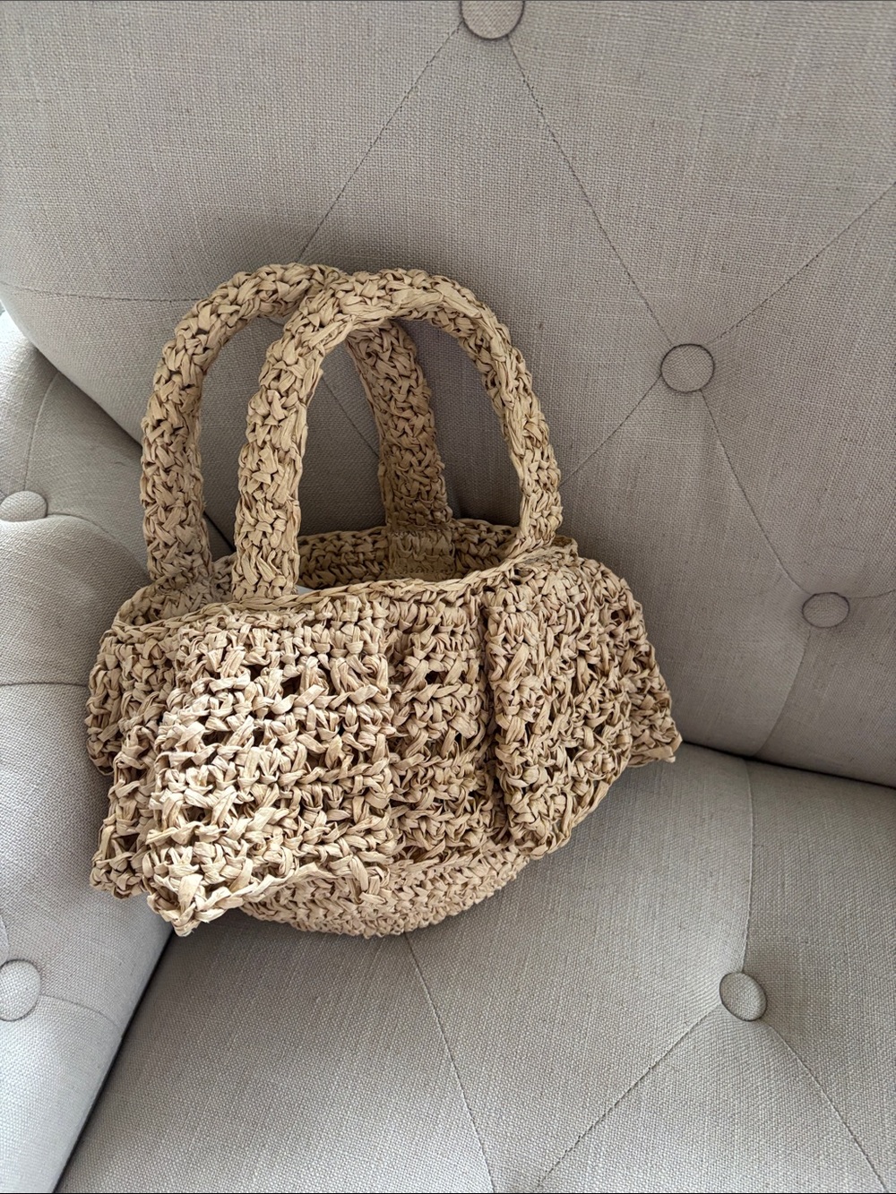 LOFT Woven Straw Tote in Natural Beige